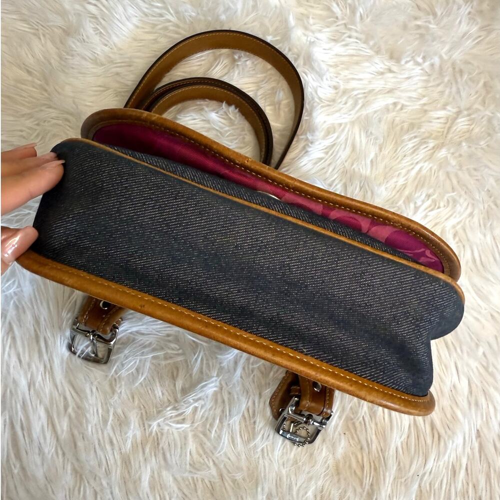 RARE y2k COACH Vintage Denim Suede Striped Crossbody  Shoulder Bag - Picture 6 of 13